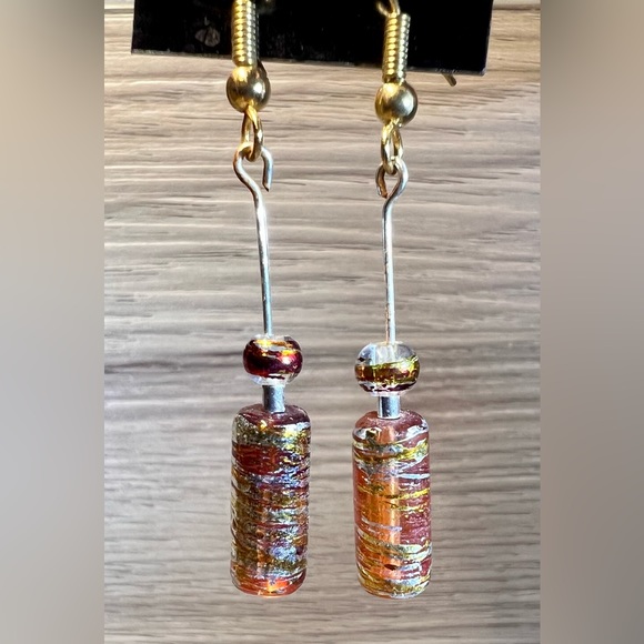 Assorted Lot of 5 Pairs Handmade Iridescent Bead Dangle Hook Earrings - Picture 7 of 11